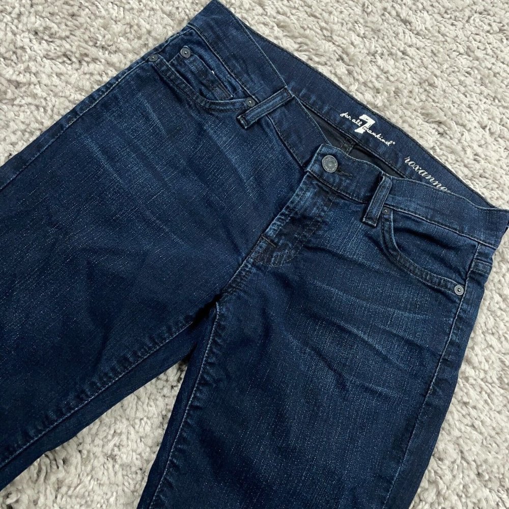7 For All Mankind Roxanne Jeans Women's 25 (27x31) Low Rise Straight Leg Dark
